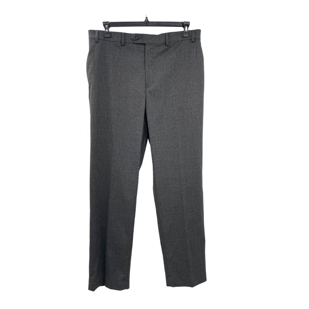 Ralph Lauren Dress Pants Mens 36x32 Used Blue Label Gray Plaid Flat Front
